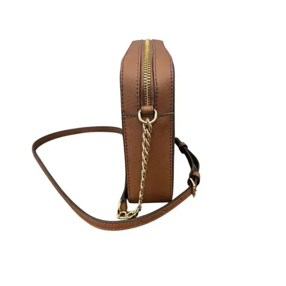 Michael Kors Jet Set Large Logo Crossbody Bag Brown MK Chain Strap - Picture 5 of 14